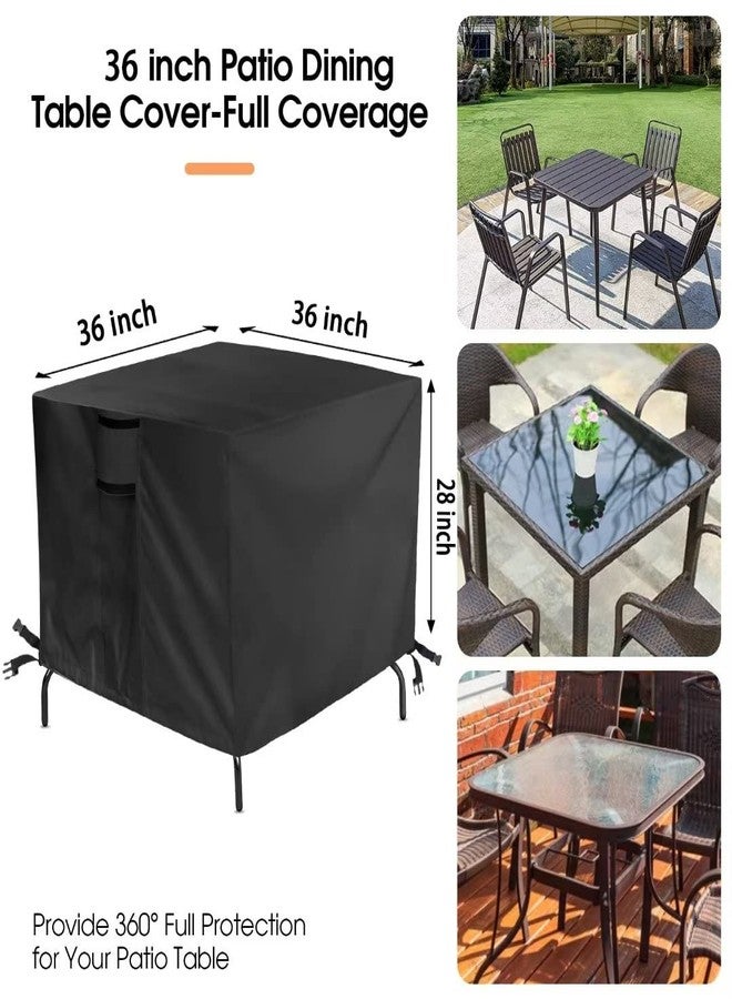 Jungda Outdoor Table Cover for Patio Bar Height Table,36 Inch Square Outdoor Bistro High Top Table Cover,Waterproof Patio Furniture Covers for Small Tall Table - 36 X 36 X 28 Inch - Image 2